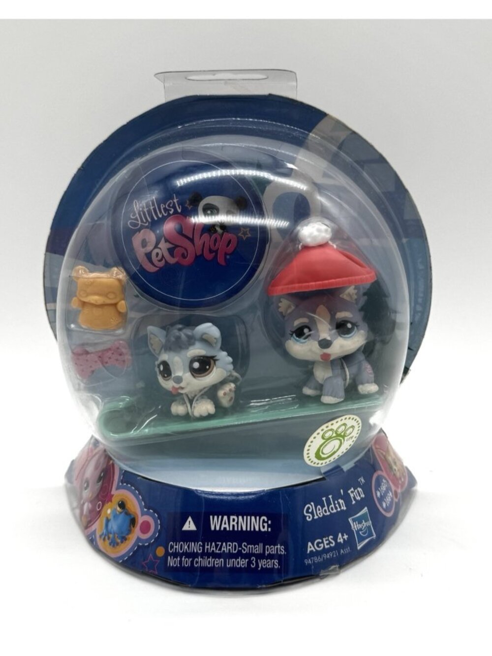 Littlest Pet Shop NIB Sleddin’ Fun # 1683 1684 Mommy & Baby Gray Husky Globe New